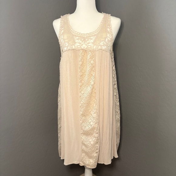 Love, FIRE Tank Dress Cream Ivory‎ Crochet Lace Size XL - Picture 1 of 6